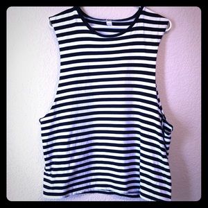 Black & White Stripe Muscle Tank Size L